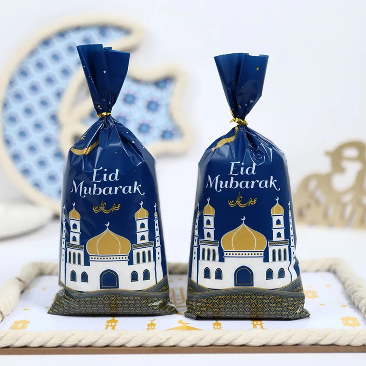 25/50/100pcs Eid Mubarak Plastic Gift Bags