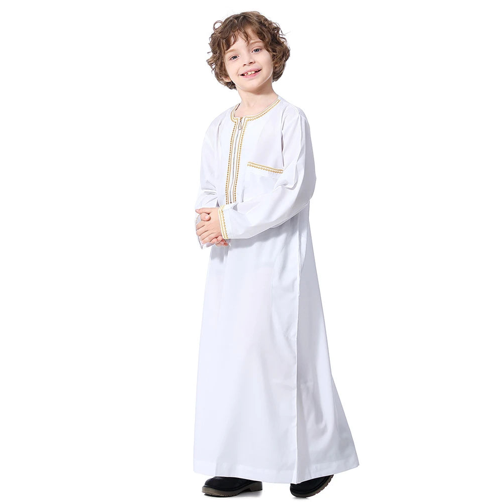 Boys Long Sleeve Kaftan/Abaya/Jubbah/Robe (Beige/Black/White/Camel)