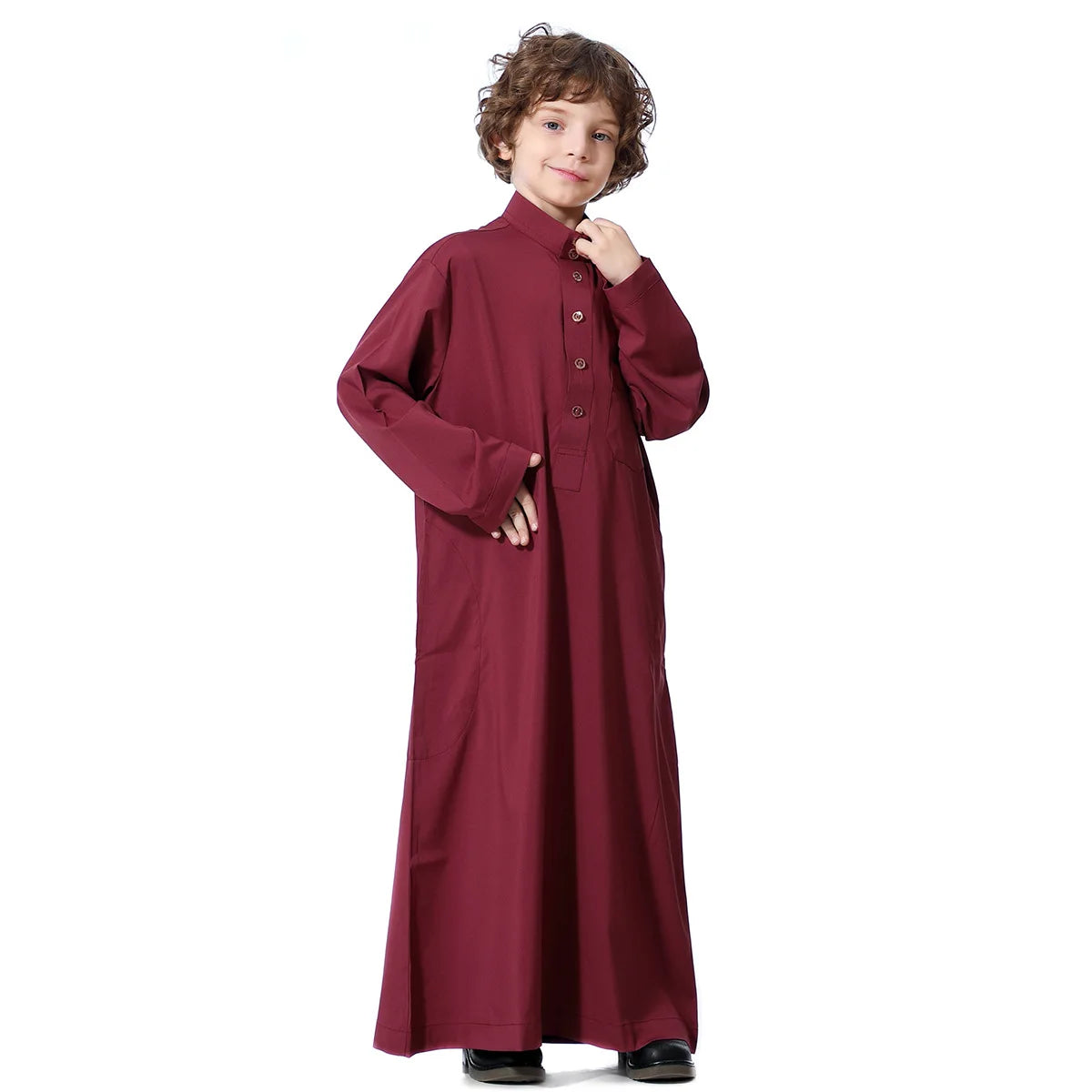 Boys Solid (Beige/White/Dark Red/Sky Blue) Long Sleeve Kaftan/Abaya/Jubbah/Robe