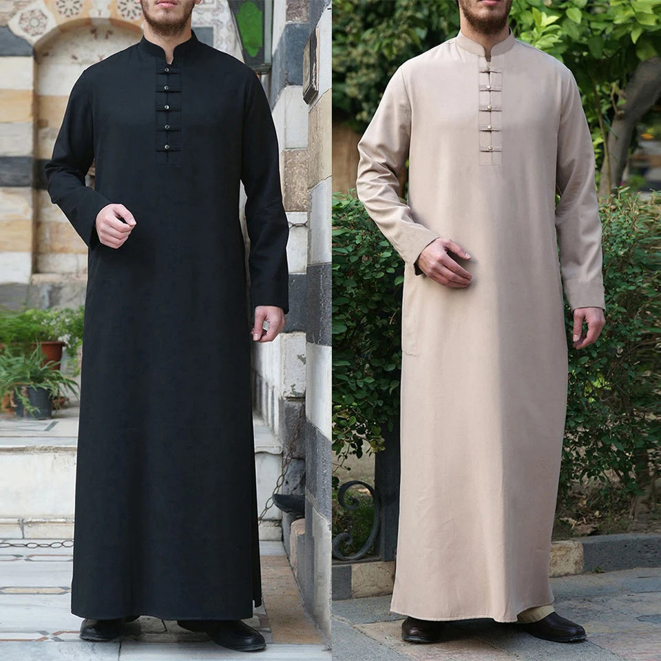 Mens Black/Khaki Abaya/Jubba/Thobe