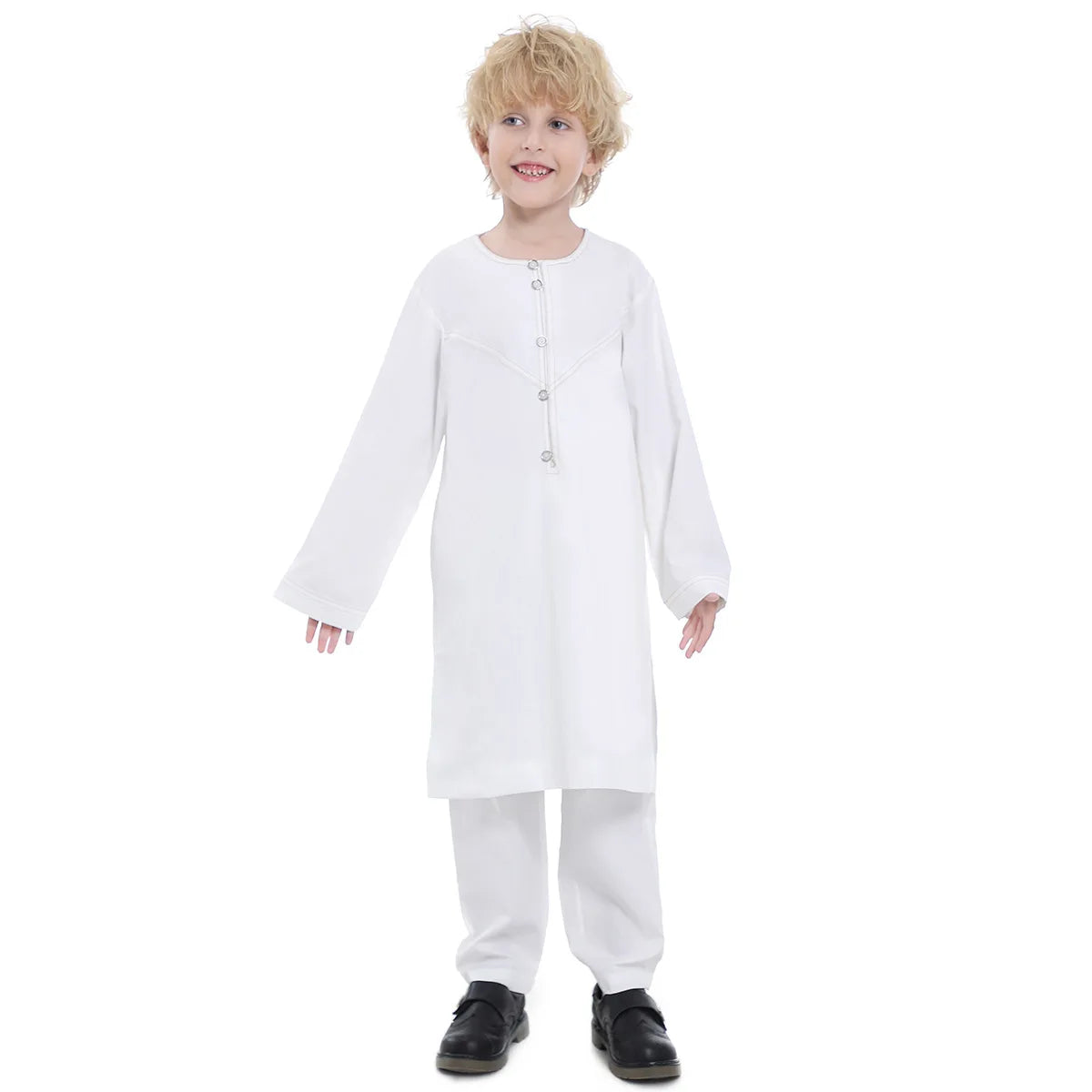 Boys Long Sleeve Kaftan/Abaya/Jubbah/Robe (White/Grey Green/Coffe/Beige)