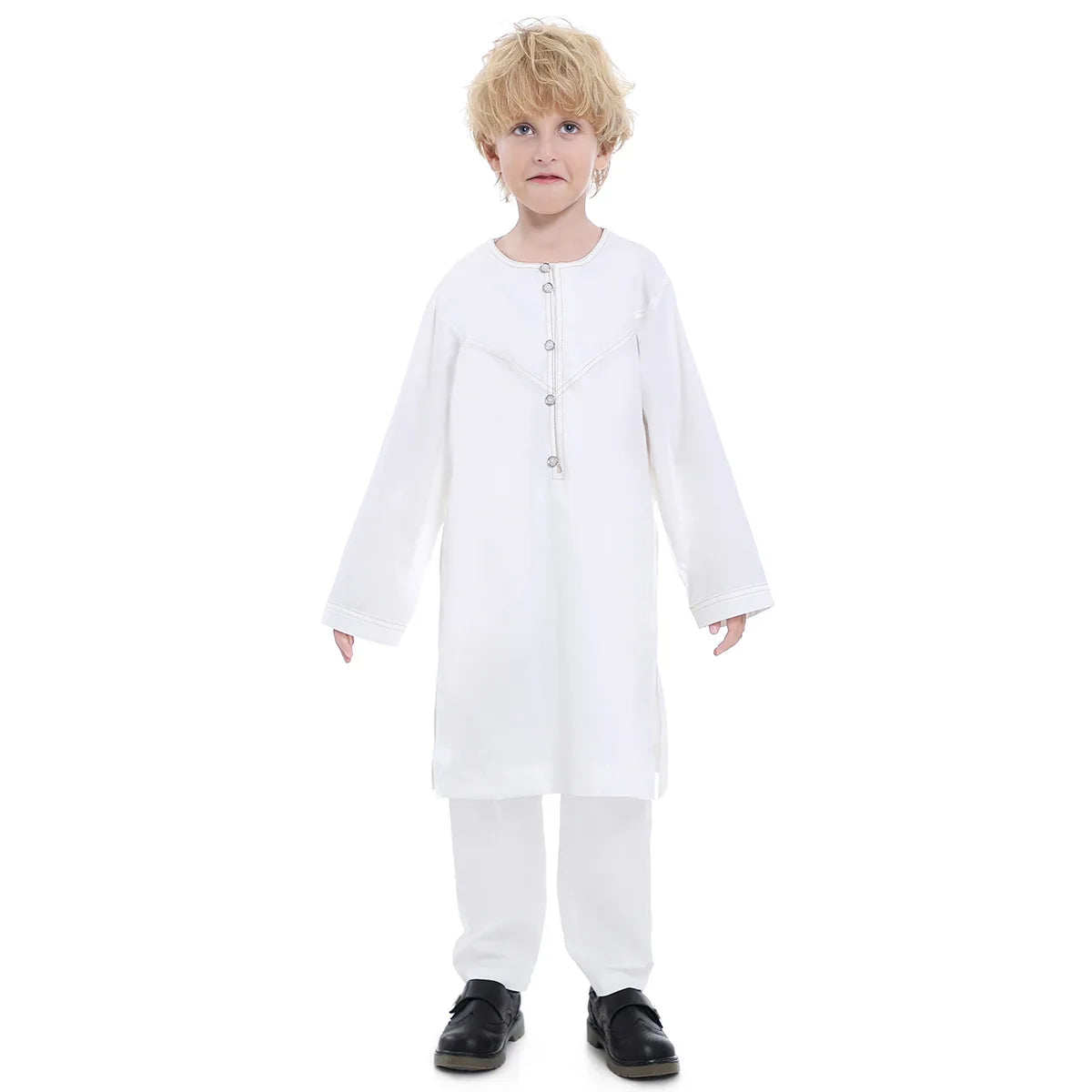 Boys Long Sleeve Kaftan/Abaya/Jubbah/Robe (White/Grey Green/Coffe/Beige)