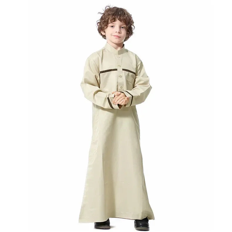 Boys Long Sleeve Kaftan/Abaya/Jubbah/Robe (Black/Beige/Grey/White)