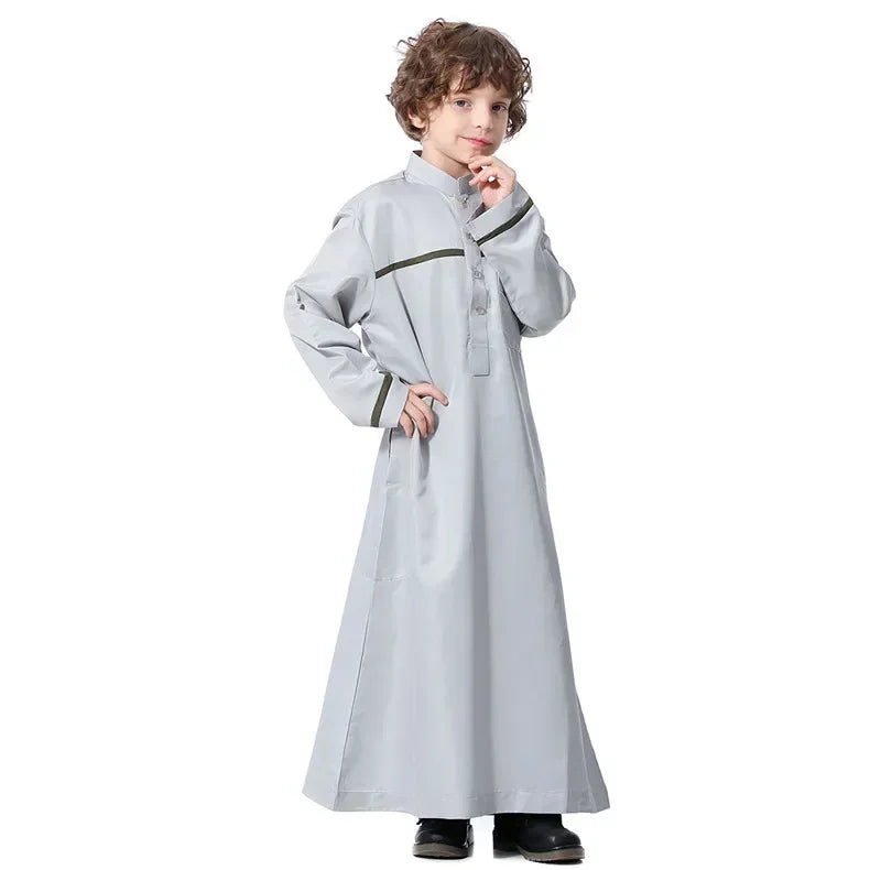 Boys Long Sleeve Kaftan/Abaya/Jubbah/Robe (Black/Beige/Grey/White)