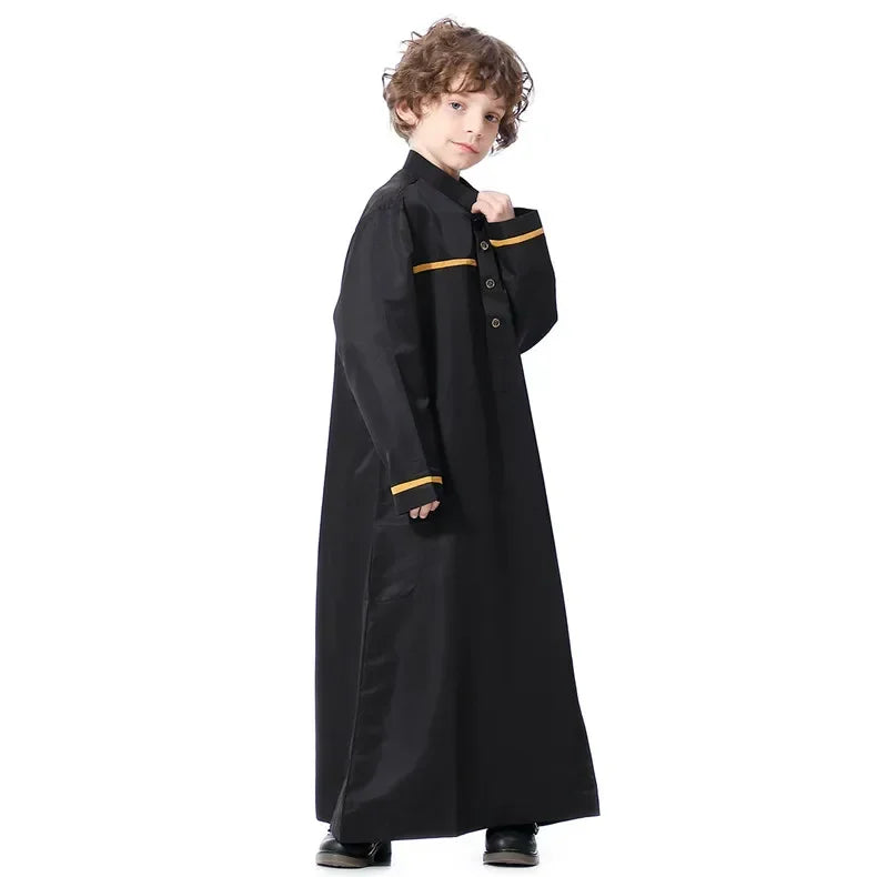 Boys Long Sleeve Kaftan/Abaya/Jubbah/Robe (Black/Beige/Grey/White)