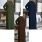 Mens (Green/Brown/Navy) ashion Muslim Clothing Thobe Jubba Mens Robe Long Sleeve Saudi Arab Thobe Kaftan Ropa Arabe Islamic Thobe Indian Dress Robe